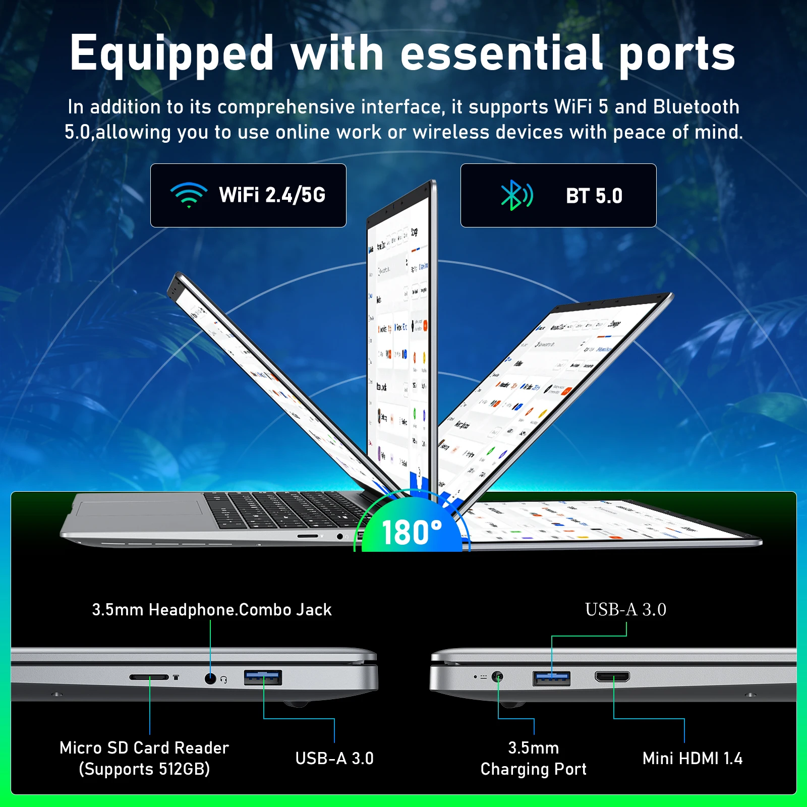 Portátil EYY de 15.6 pulgadas, Celeron N4000, 8 GB de RAM, 256 GB SSD, pantalla Full HD 1080P, WiFi de doble banda, Mini HDMI, portátil plateado delgado y ligero para negocios, escuela, hogar