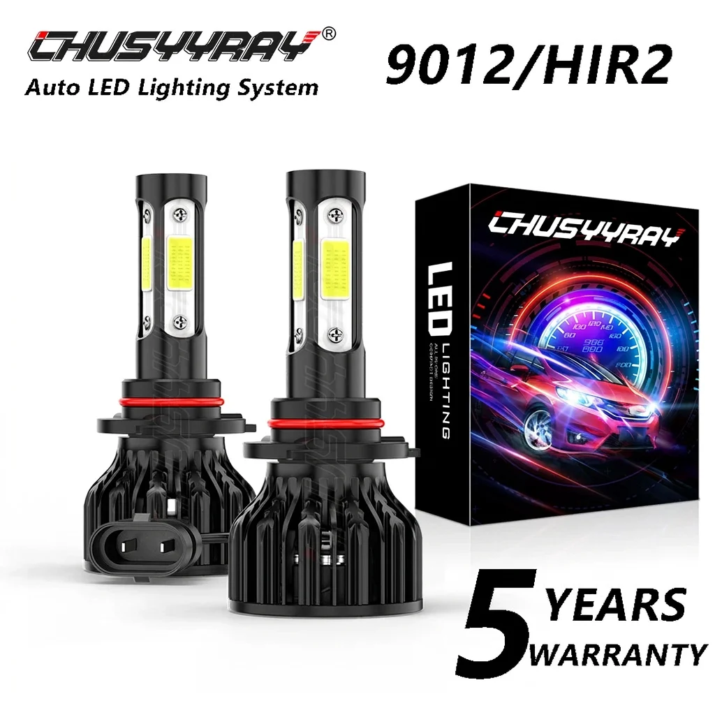 6500K 9012 HIR2 Combo LED Headlight Bulbs Kit High Low Beam Super Bright Combo White 100W 24,000LM