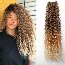 3pcs Three Tone Blonde Afro Curly Synthetic Hair Bundles Heat Resistant Fiber Bio Fiber Soft Natural Curly Fake Hair Extensions