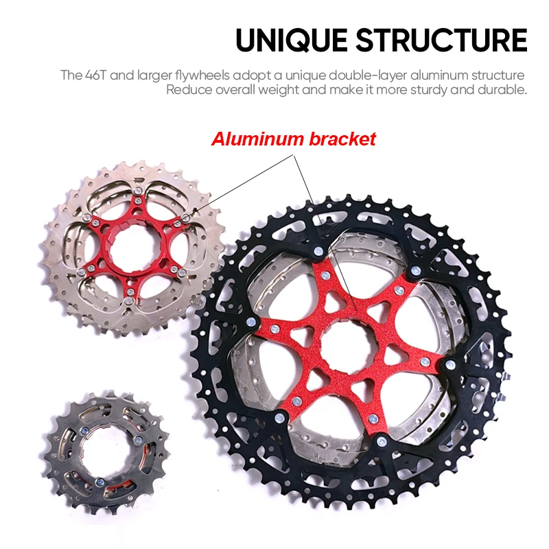 BUCKLOS MTB Road Bike Cassette 8/9/10/11/12 Speed Bicycle Flywheel 11-52T Sprocket Freewheel for Shimano HG Structure Bike Parts