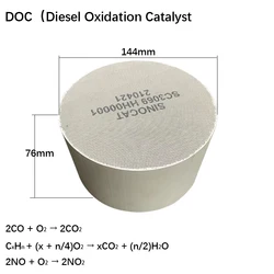 144*76mm Diesel Catalyst DOC Diesel Oxidation Catalyst Diesel Oxidation Catalyst 400cspi Honeycomb Ceramic Catalytic Inner Core