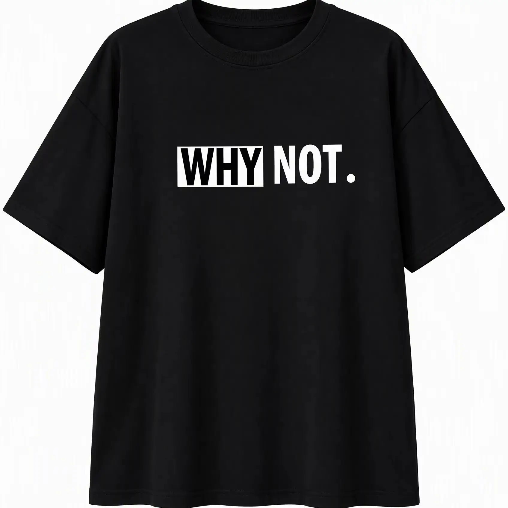 Oversized Graphic T‑Shirts for Women, WHY NOT Slogan Crew Neck Short Sleeve Tee, Casual Loose Fit Streetwear Top