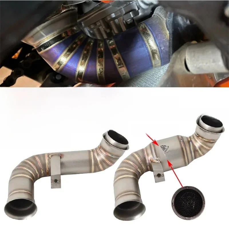 Slip On Motorrad Auspuff Mittleren Link Rohr Escape Moto Schalldämpfer Für KTM DUKE 790 890 Abenteuer R Rally KTM 790 KTM 890 2018-2022