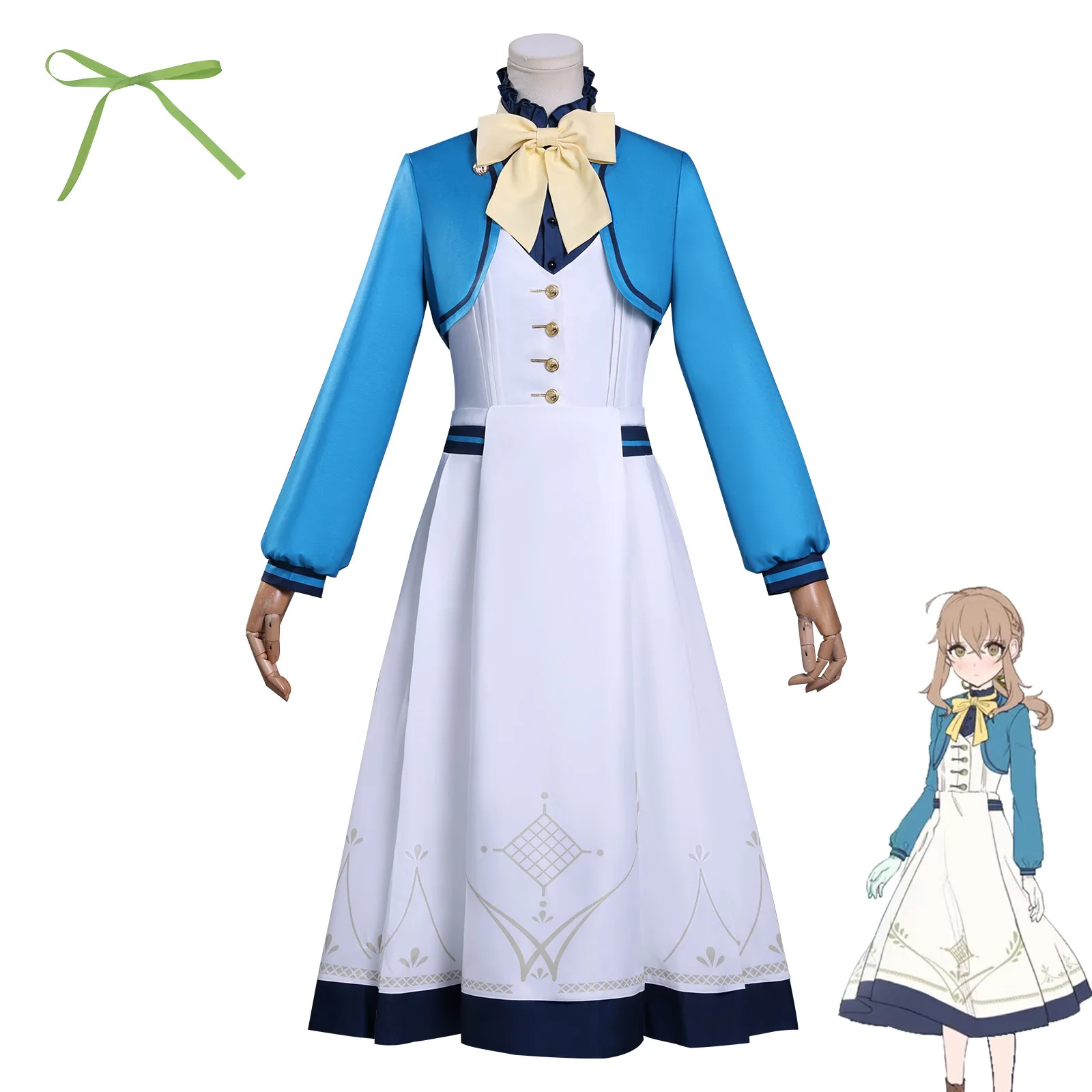 

The Secrets of the Silent Witch Monica Everett Cosplay Costume Blue White School Uniform Dress Set For Anime Convention
