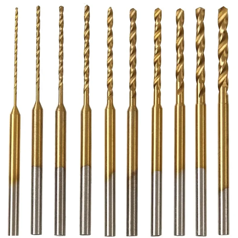 Micro-Twist Drill Bit Set - 10Pcs 0.6mm-2.2mm Tiny Drill Bit 2.35 Shank HSS Mini Engraving Drill Bits Hole Drilling Tool