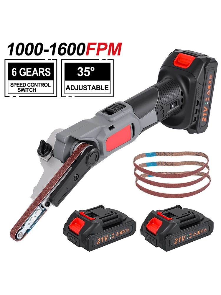 Kabelloser Mini-Bandschleifer Elektrischer Polierer Schleifgerät für Metall Holz Werkzeug 6-Gang Tragbare Schleifmaschine für Makita 18V Akku