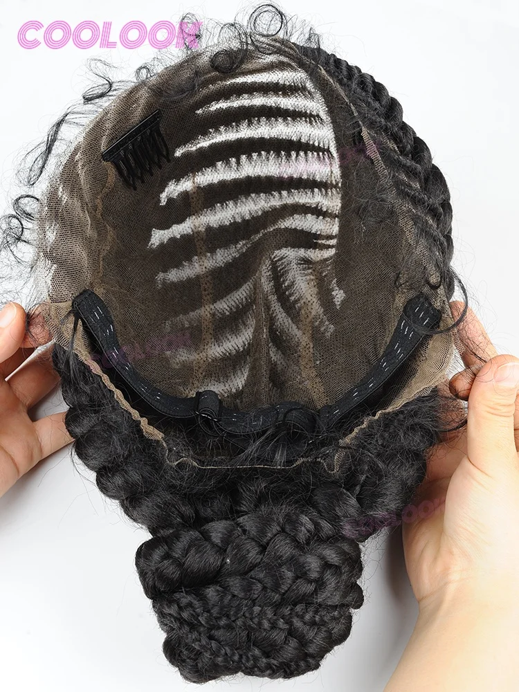 Synthetische geflochtene Perücken, kleberlose Cornrow-Perücke, geflochtener Dutt, Perücke mit voller Spitze, geflochtene afrikanische Perücken für Frauen – Detail 4