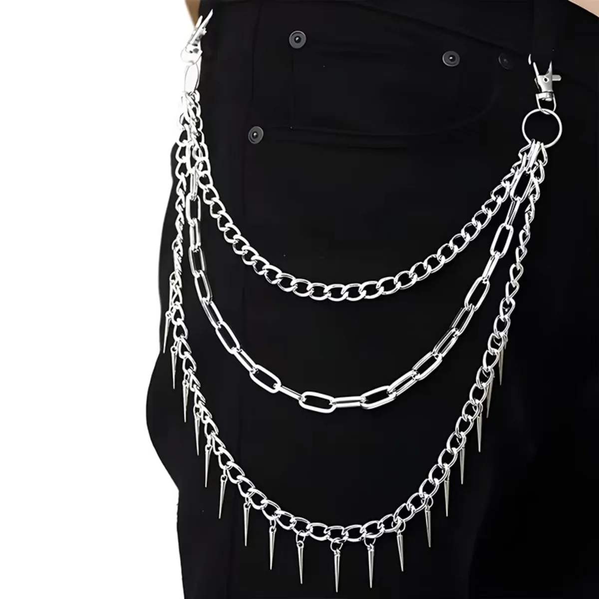 Layered Pants Chain For Men Women Spikes Pocket Trousers Chain Punk Rock Goth Accessories