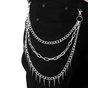 Gelaagde broekketting voor heren Dames Spikes Pocket Broekketting Punk Rock Goth Accessoires