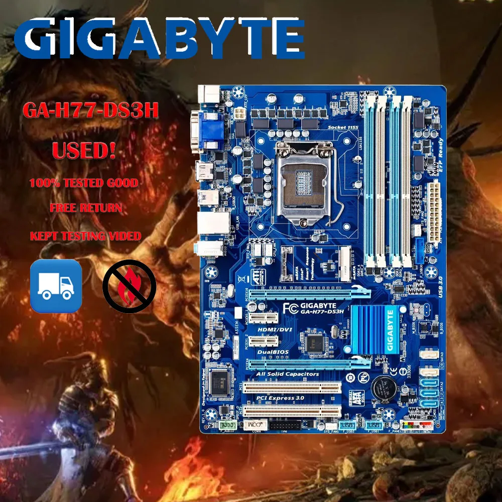 

Used GIGABYTE H77-DS3H Desktop Motherboard Z77 Socket LGA 1155 i3 i5 i7 DDR3 32G ATX UEFI BIOS