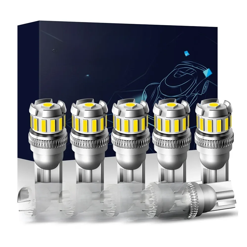 10X W5W LED T10 Żarówki LED Canbus 4014 3020SMD Do BMW Audi Samochodowe światła postojowe Wewnętrzne światła kopułowe 12V Białe 6500K — zdjęcie 2
