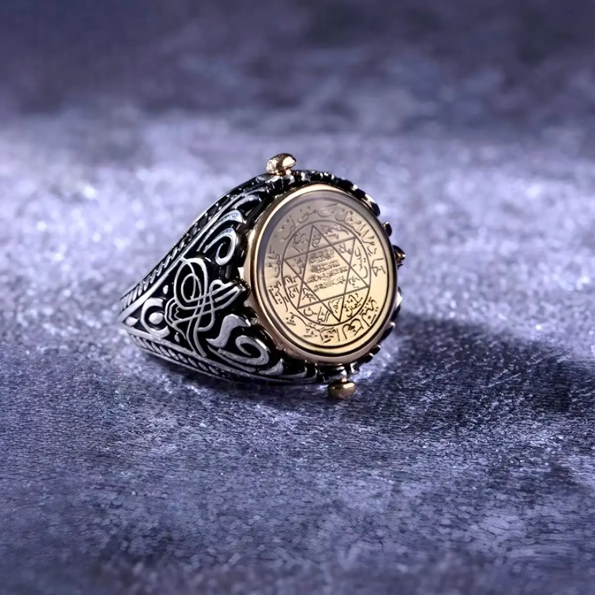 

Men and Women's Silver Talisman Ring - Seal of Suleyman Design - Classic Ottoman Seal Silver Ring - Talismanic Symbol Jewelry