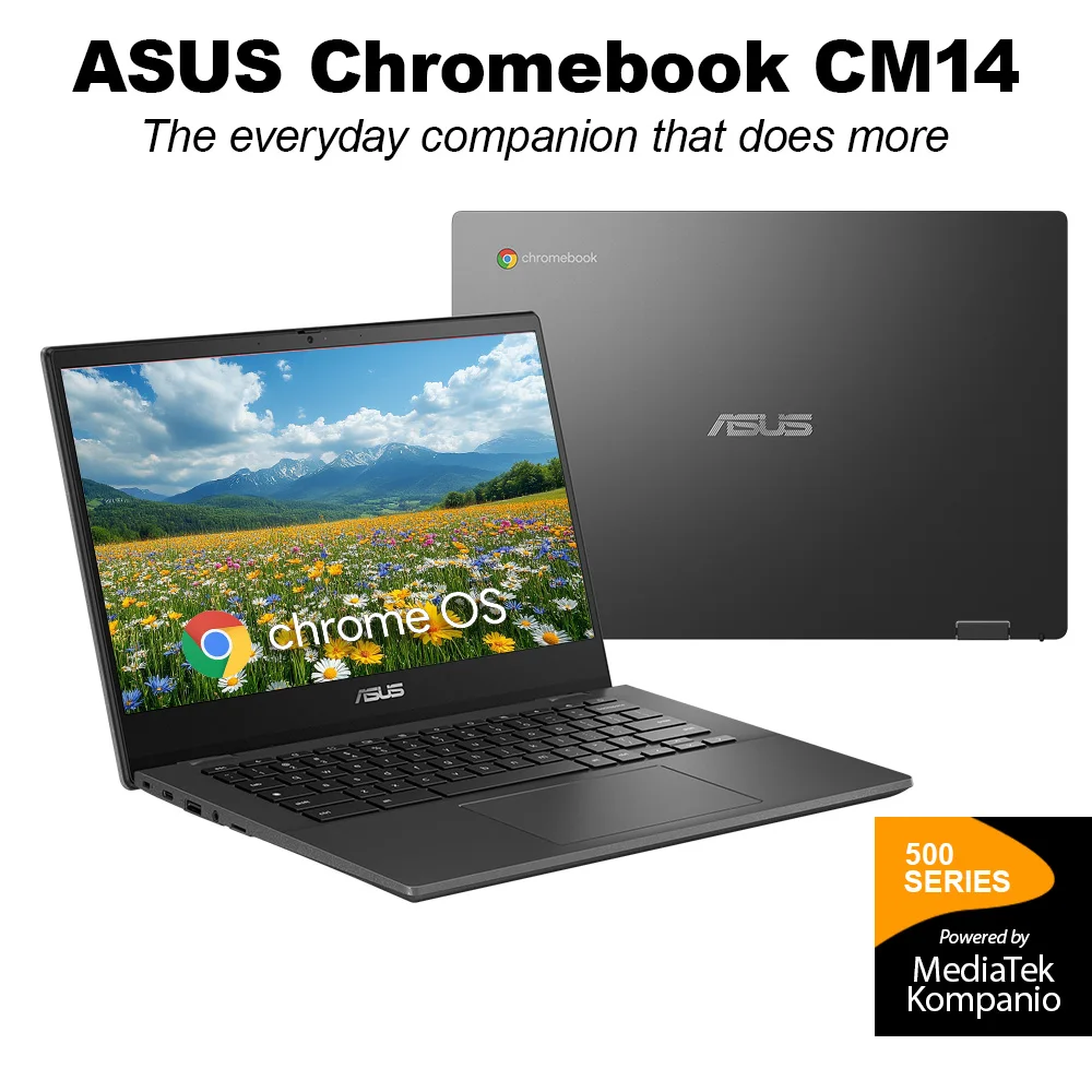 ASUS-Ordinateur portable Dnomebook CM1402, 14 pouces, FHD, MediaTek Kompanio, 520,4 Go de RAM, jusqu'à 320 Go de stockage, eMMC 64 Go + 256 Go Micro SD, Chrome OS