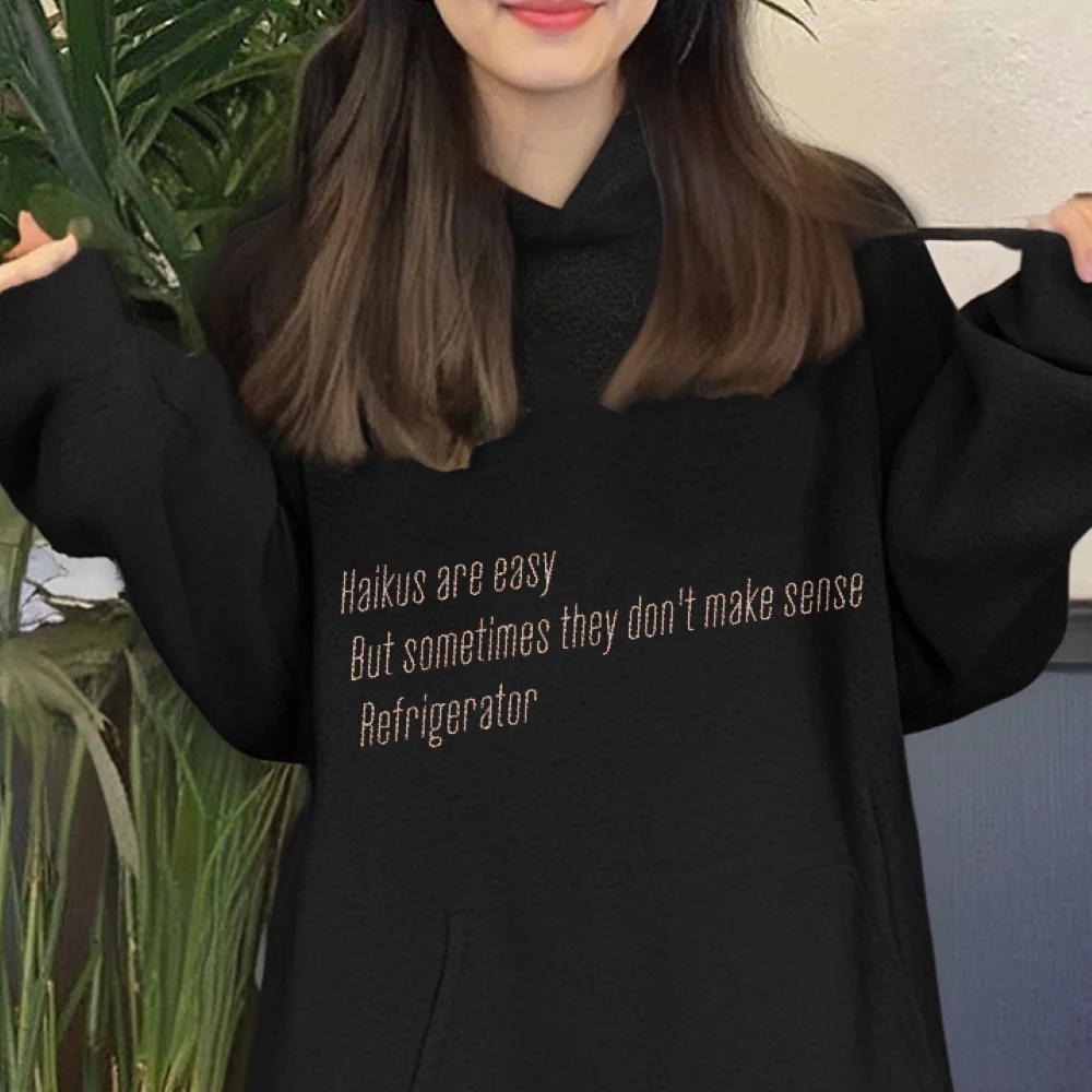 

Толстовка Haiku Poem, черная толстовка Haikus is easy, повседневный свободный топ с длинными рукавами и принтом Poem, осень-зима, удобный топ в литературном стиле