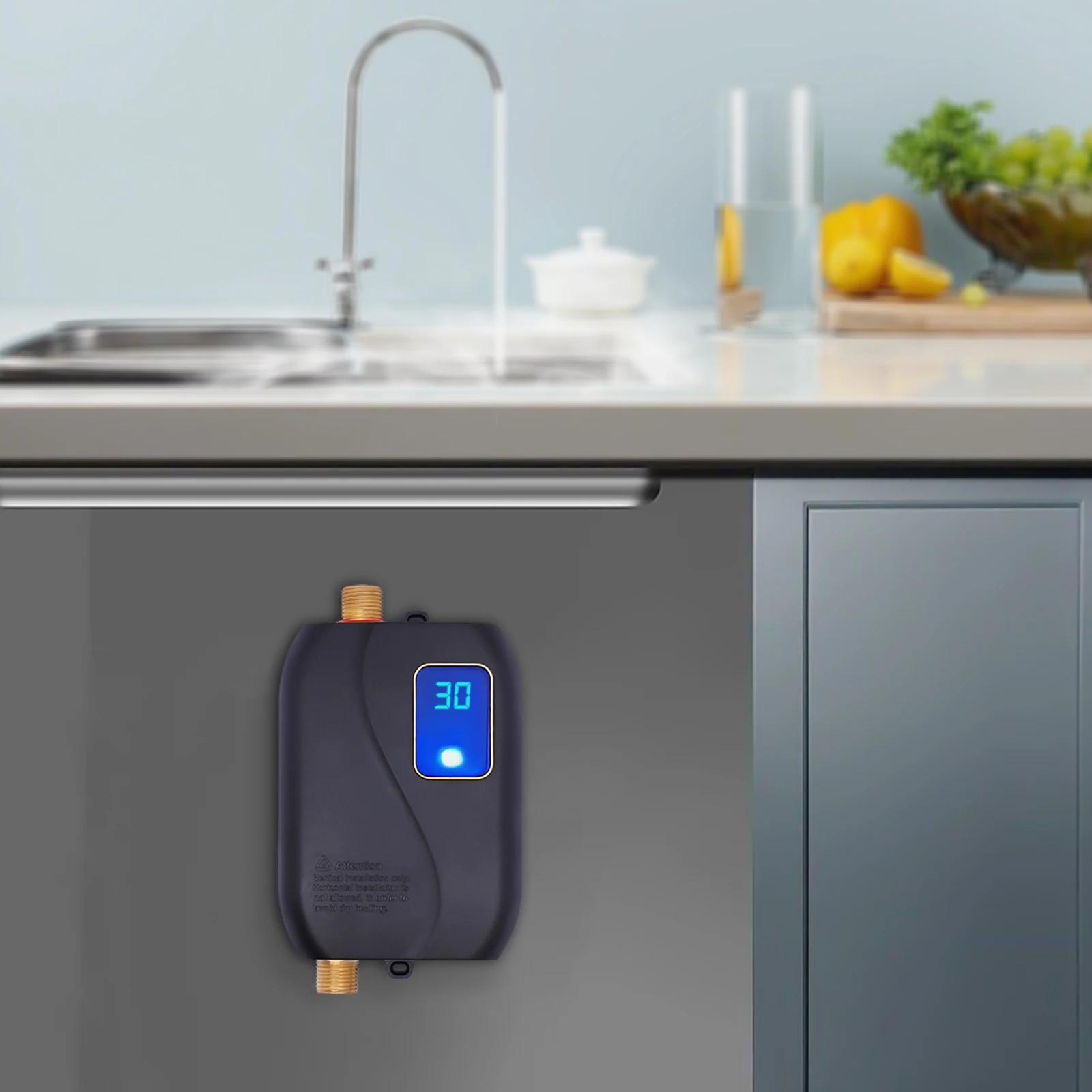 Electric Water Heater, 110V 3000W Mini Instant Hot Water Heater with LED Display for Bathroom Kitchen Washing Faucet, Big Sale