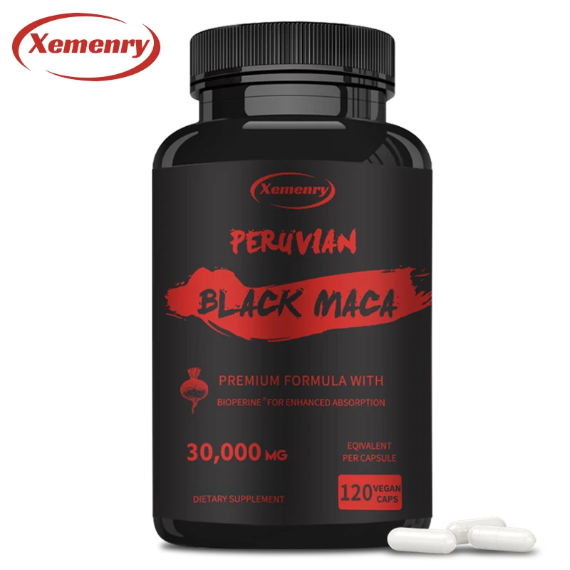 Black Maca Capsules - Boosts Energy, Improves Endurance and Performance, and Helps You Focus - 120 Capsules