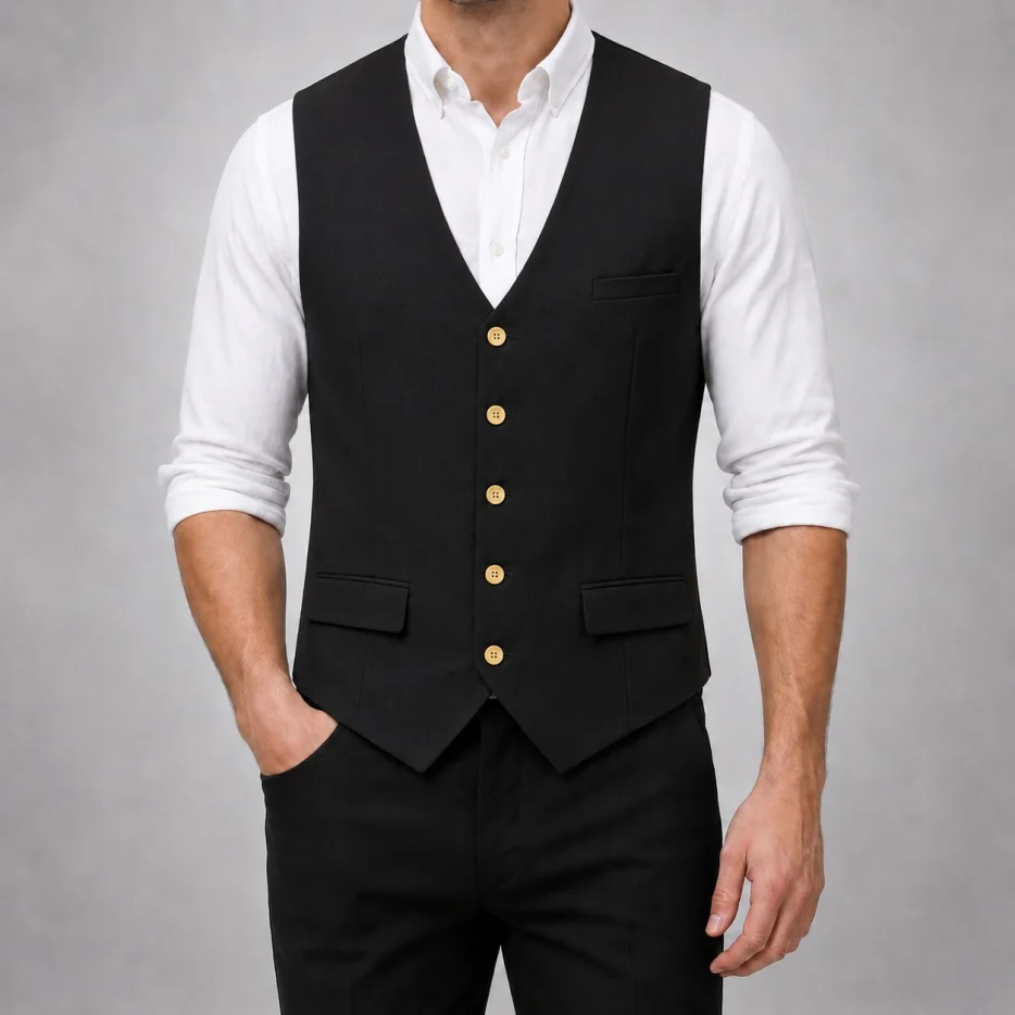 Men's Slim Fit V Neck Casual Formal Waistcoat Vest for Business Wedding