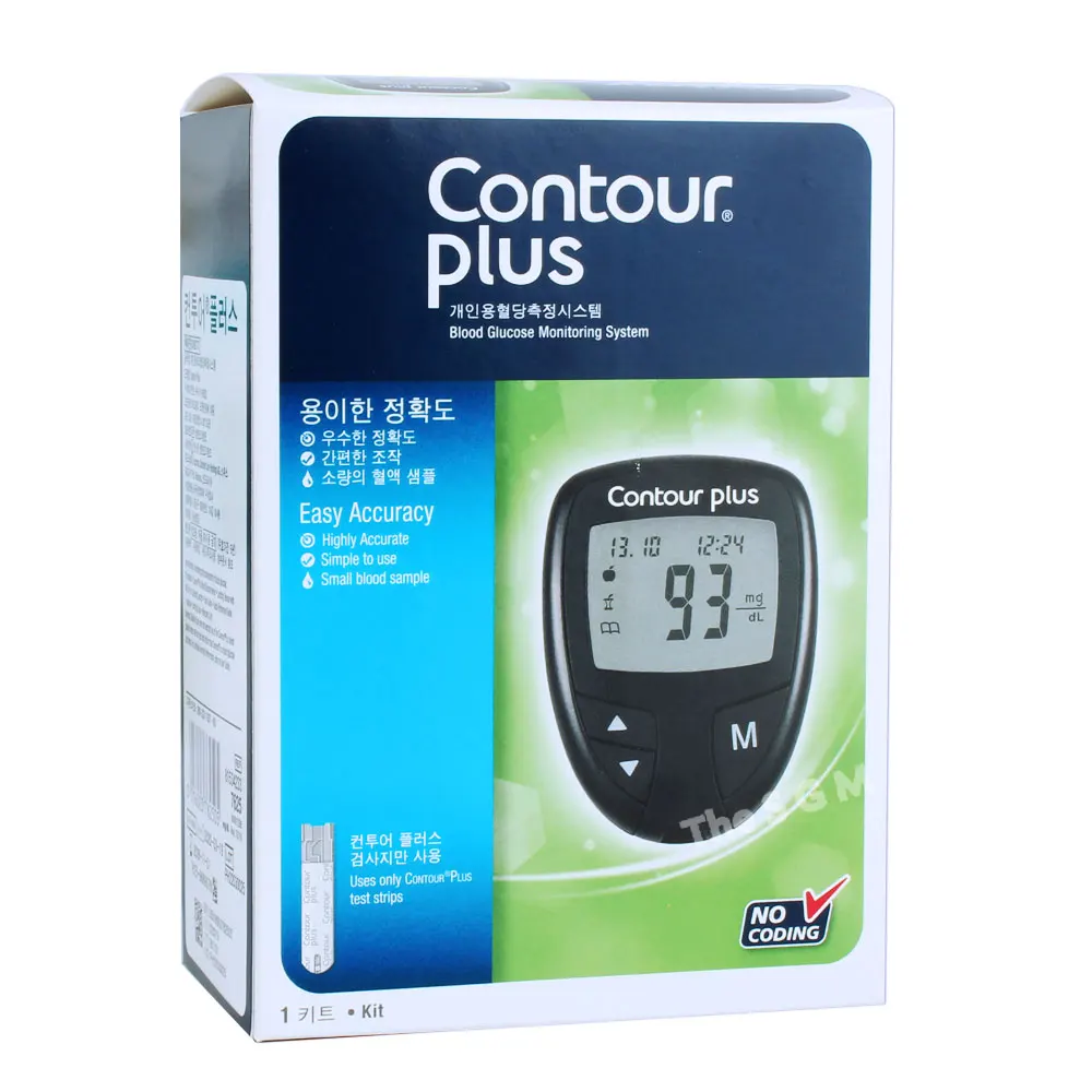 Contour Plus Glow-sugar System Basic Set (Blood sugar machine + blood collection machine + 5 blood collection + Pau + battery) personal Diabetes Management