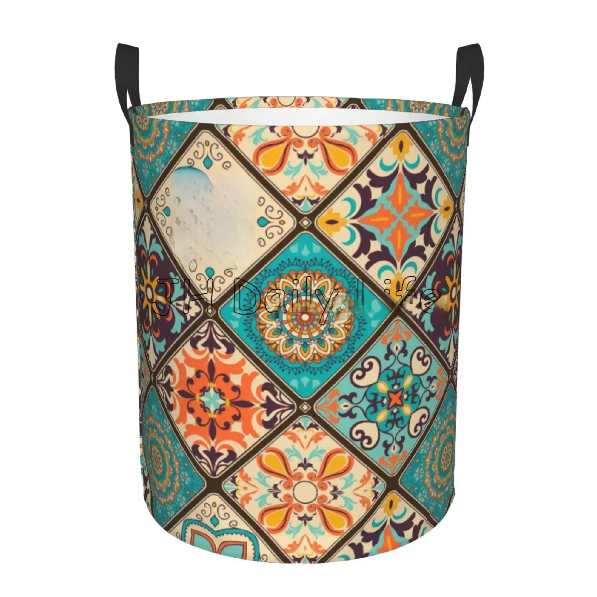 Mir à linge Mandala bohème, pliable, étanche, Oxford grill, grand rangement pour vêtements, jouet, évaluation, E27