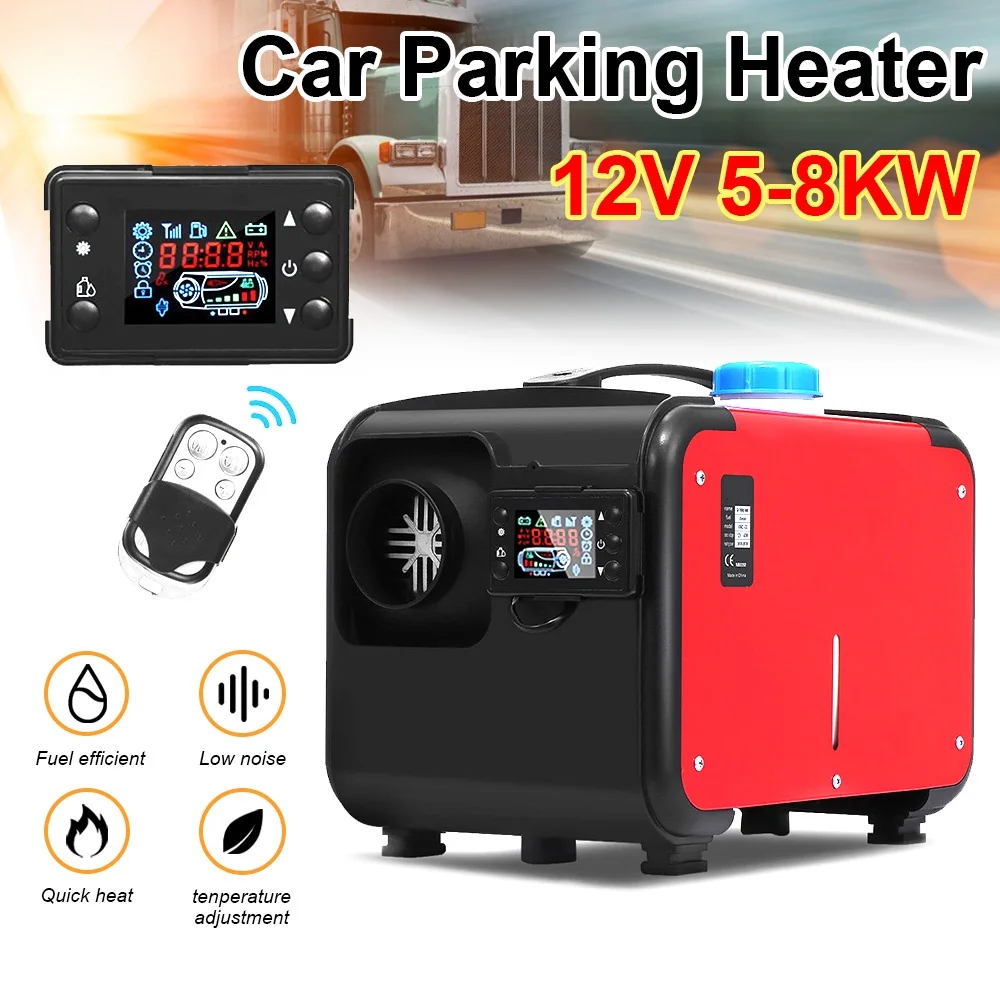 

12V 5-8KW All In One Car Air diesels Heater One Hole For Trucks Homes Boats Bus LCD Key Switch English Remote