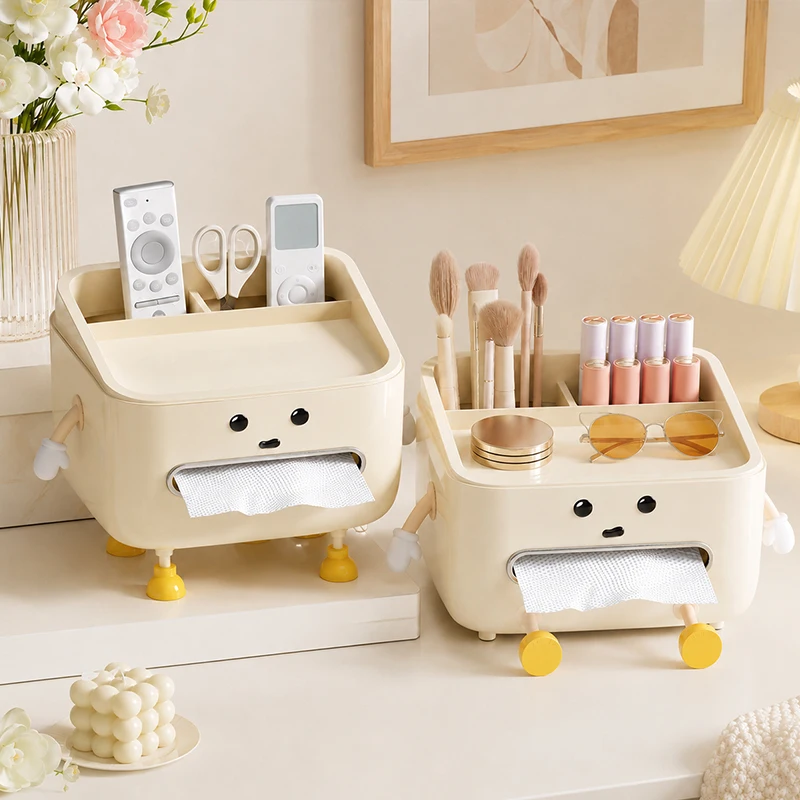 Desktop Paper Towel Box Household Living Room Bedroom Bedside Multi-function Office Dorm Desktop Organizer Box