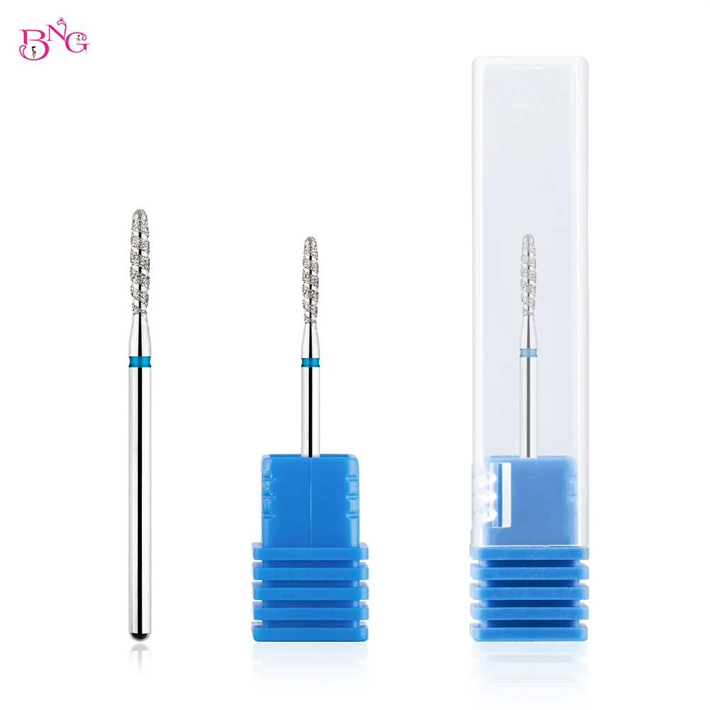 BNG 2pcs/lot Diamond Nail Drill Bits 3/32'' Russian Manicure Drill Bits Rotary Burr Cuticle Flame Tip Nail Accessories Tools