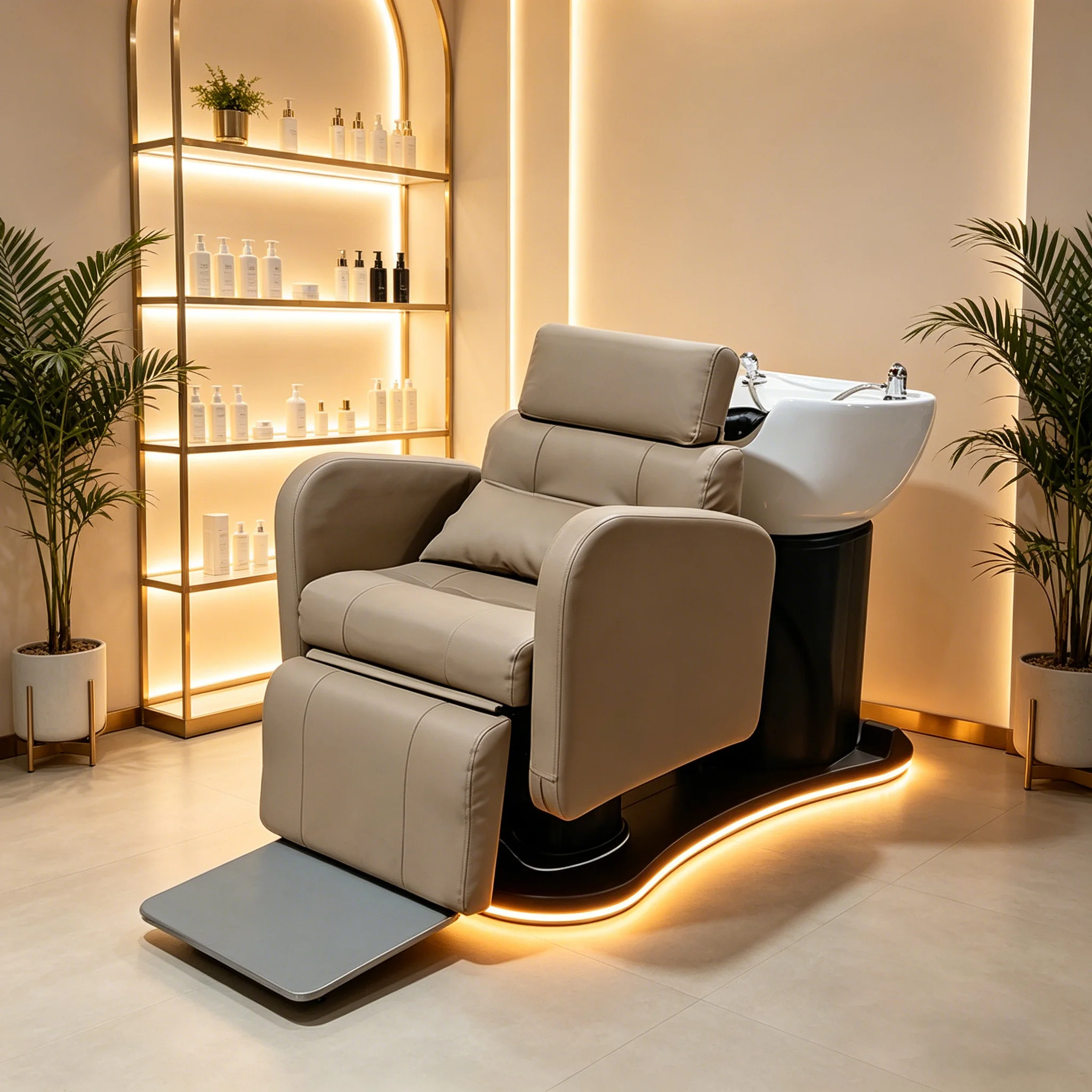 

180° Rotatable and Height-adjustable Salon Hair Care Chair, Suitable for Use in Hair Salons for Head Care