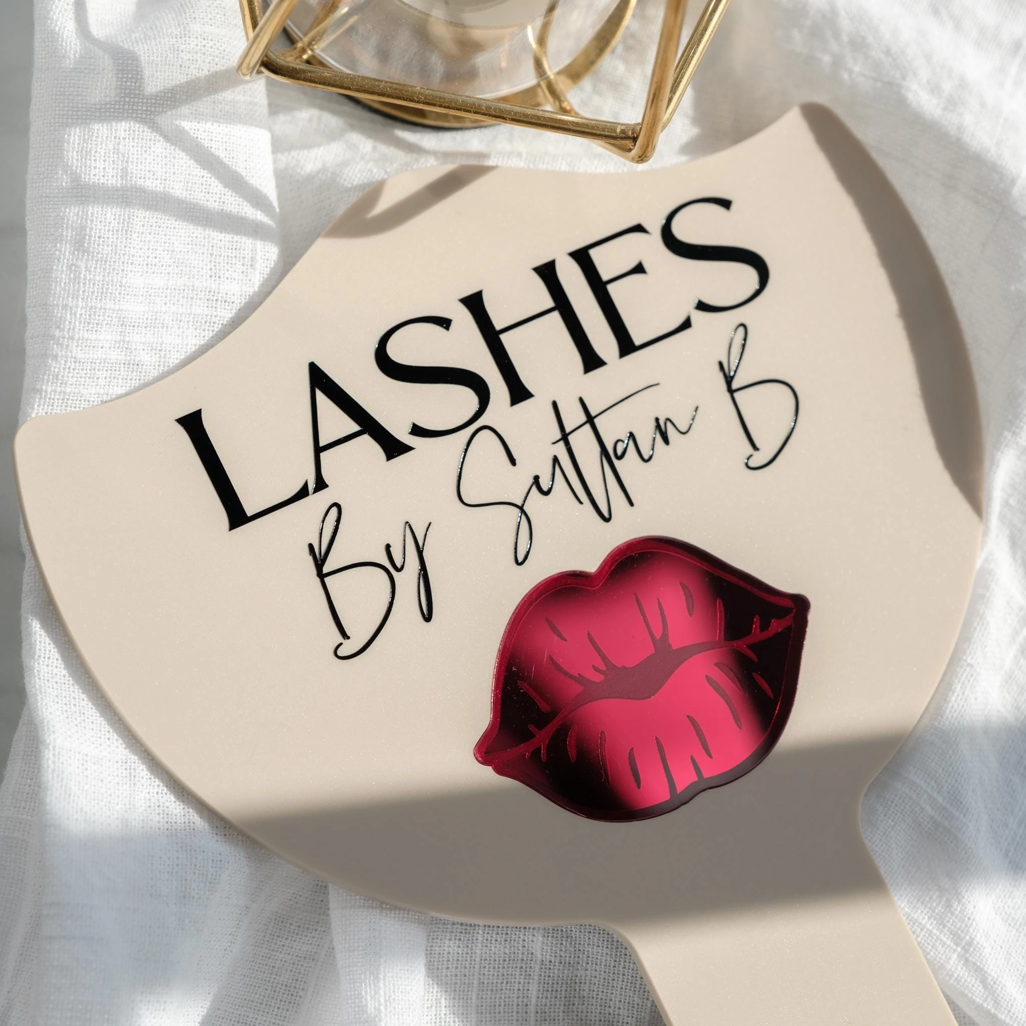 Personalised Branded Handheld Mirror Lashes and Brows By Face Social Media Aesthetics Props Salon Décor Beauty Technician Mirror