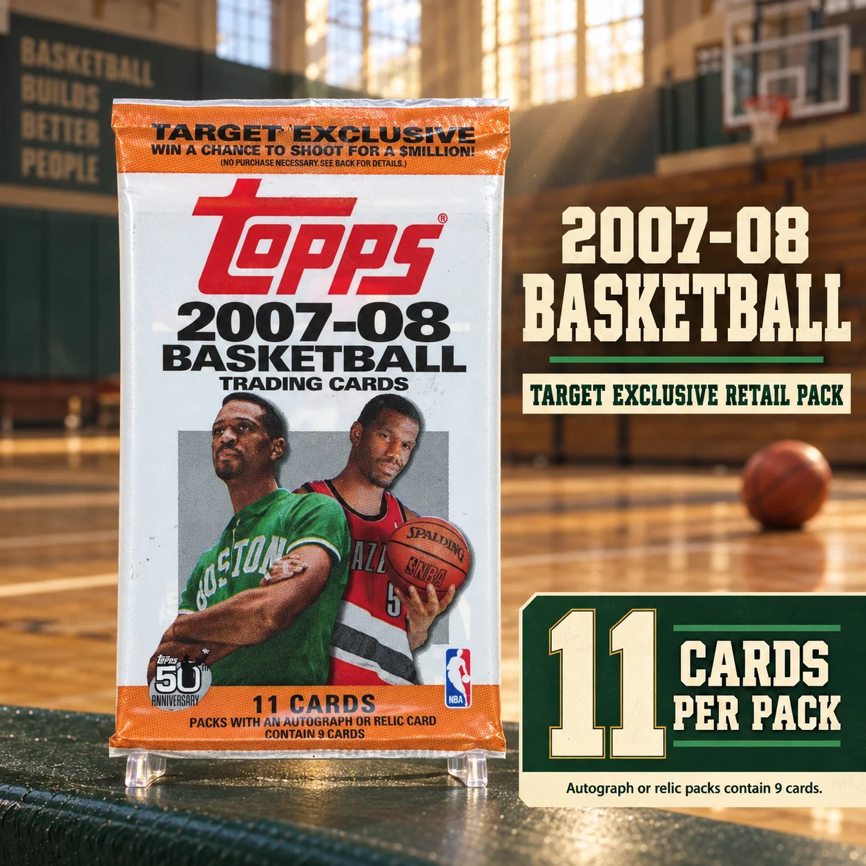 2007-08 Topps Basketball Retail Pack, 11 Cards Per Pack, Vintage Sports Trading Cards for 2000s Basketball Card Collecting, Retail Pack Fans and Basketball Memorabilia