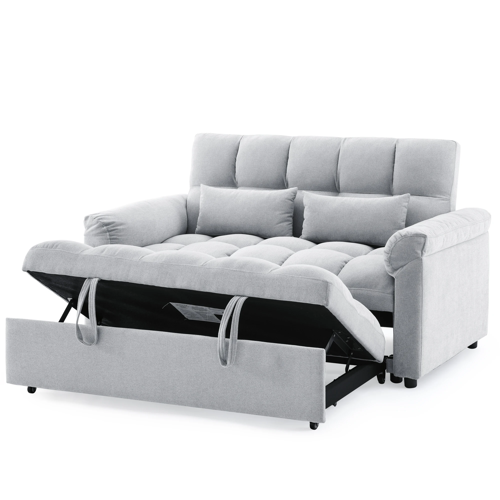 Adjustable Loveseat Sofa Bed with Pull-Out Mattress, Space-Saving Design for Small Spaces & Comfortable Guest Sleeping Solution