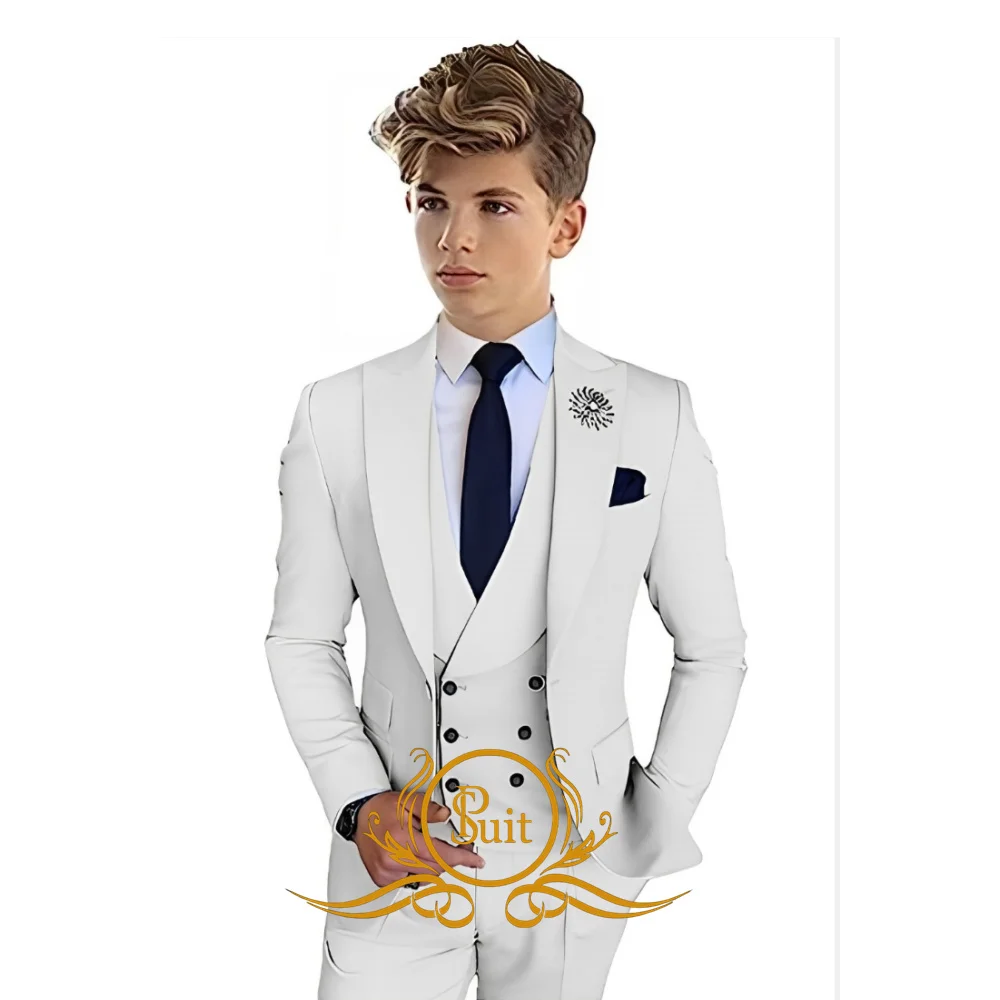 Boys Formal Suit 3 Piece Jacket Vest Pants Set Wedding Prom Boys Tuxedo Slim Fit Dresswear Suits