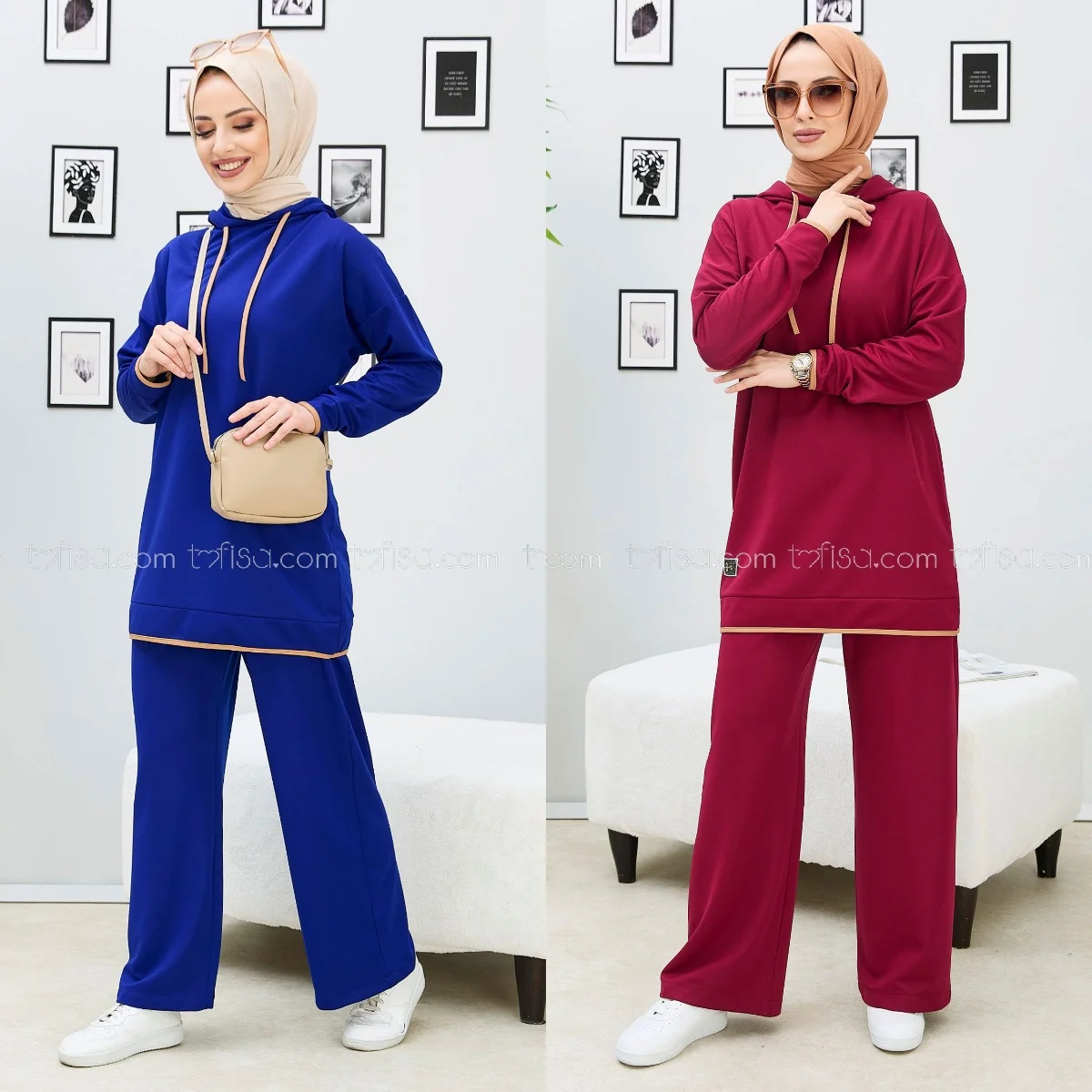 2 Pieces Turkish Muslim Long Women Dress Abaya Turkey Sets Fashion Hijab Islamic Tunic Pants Dubai jilbab 11307 Tofisa