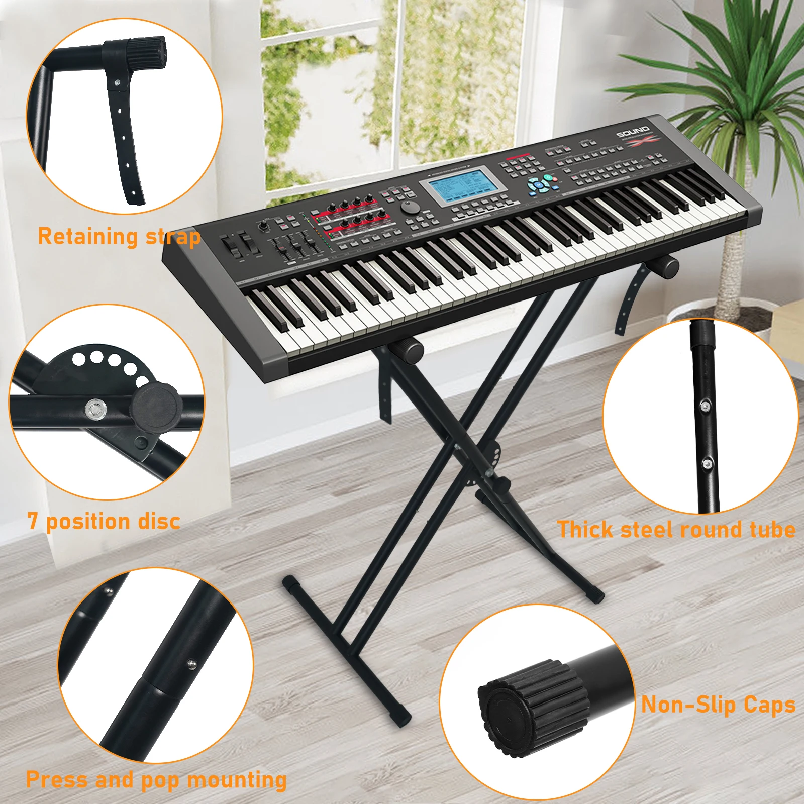 Keyboard Stand Double X,Adjustable Piano Stand, Digital Piano Keyboard Stands for 54-88 Keys