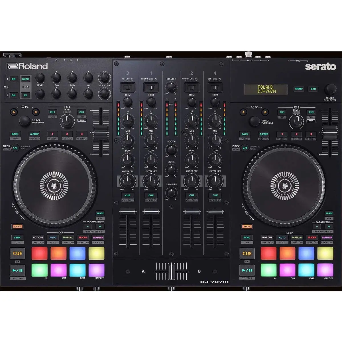 NEWLY IN STOCK Roland DJ-707M 4-deck Serato DJ Pro Controller with Drum Machine and Vocal Transformer