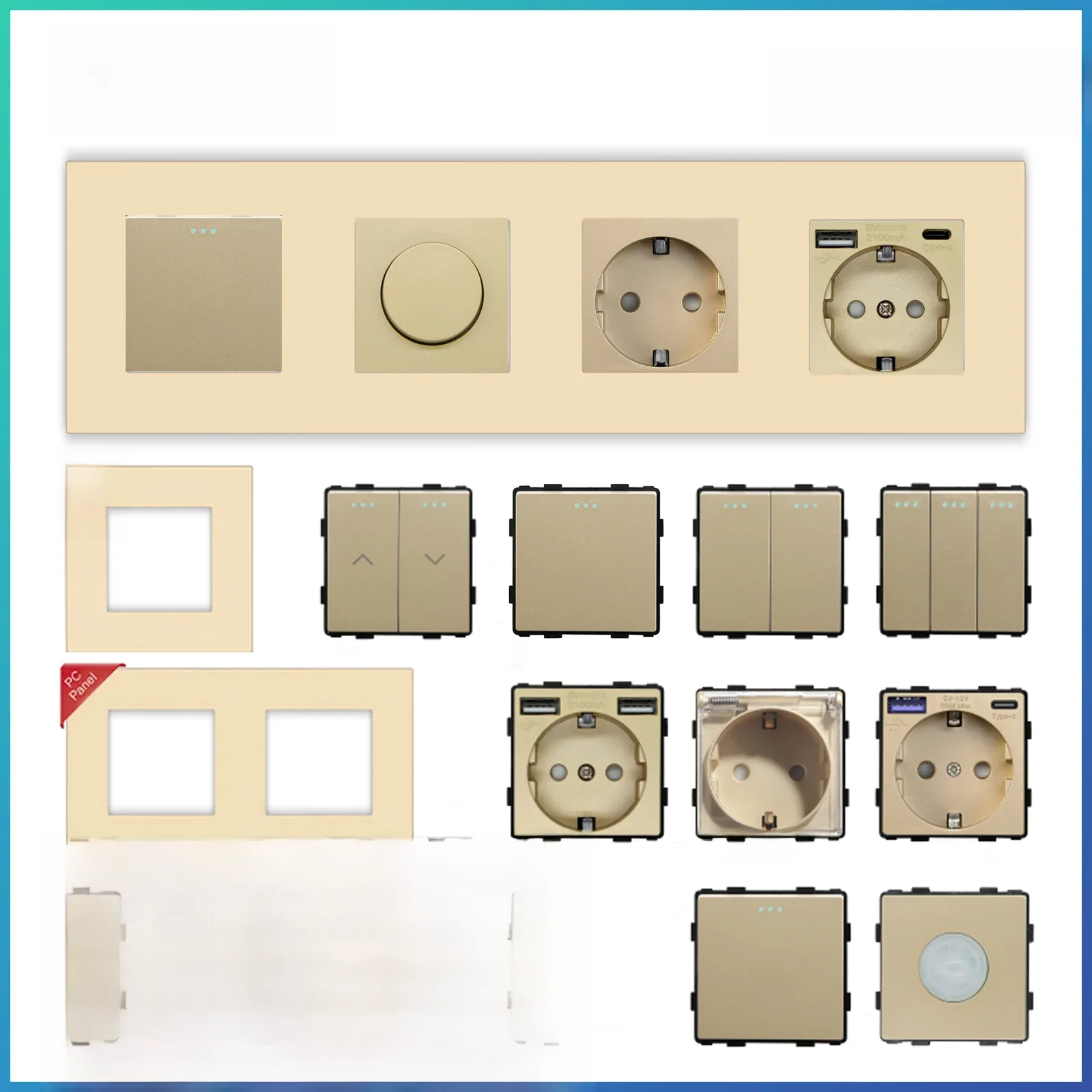 Zaad Mechanische Knop Schakelaar 1/2/3Gang 1/2way Usb Type-C Lading Poort Stopcontact Diy Functie Deel Kunststof Frame Alleen - afbeelding 2