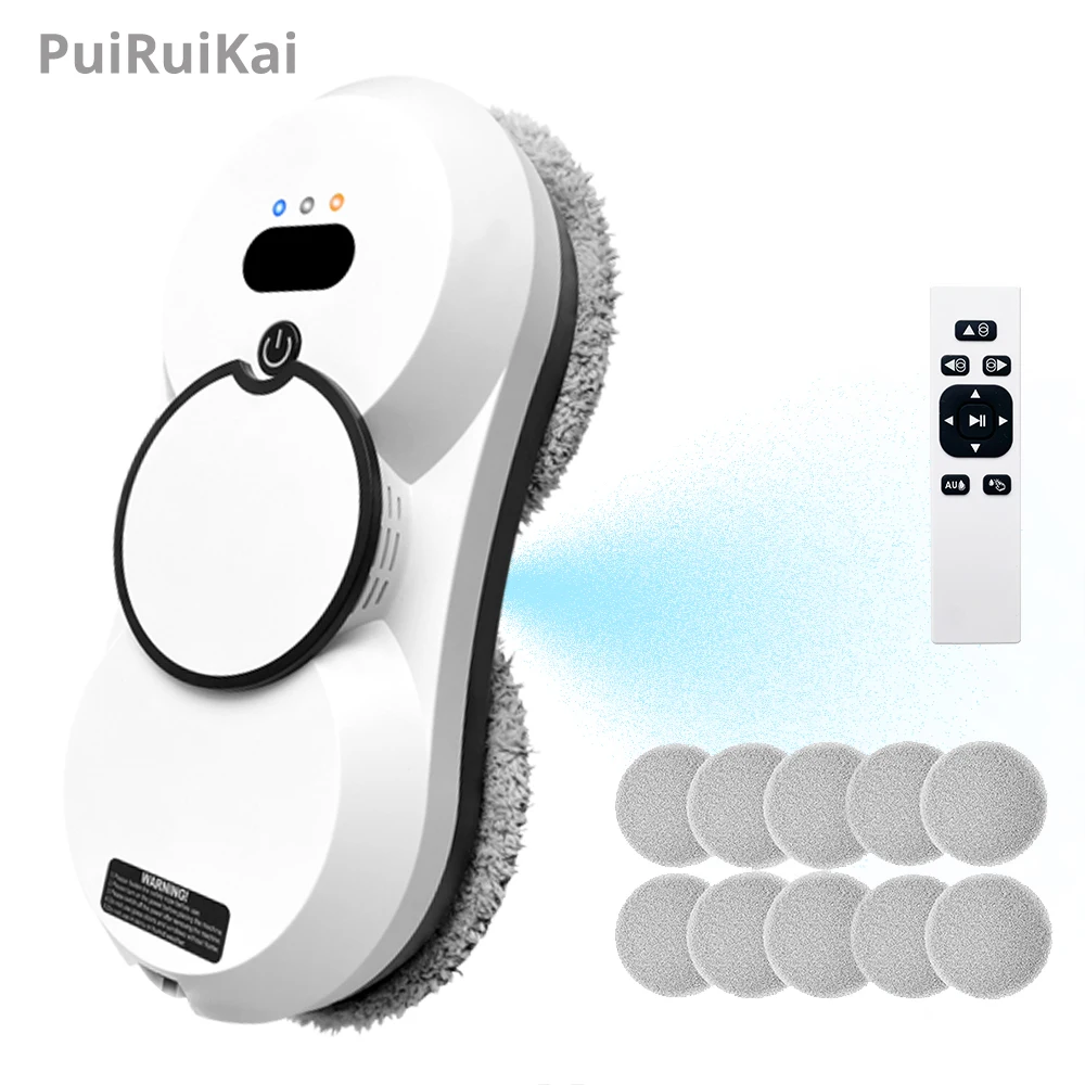 Robot nettoyeur de vitres PuRuiKai, pulvérisateur d'eau, aspirateur, télécommande, électrique, essuie-glace domestique, double fonction automatique