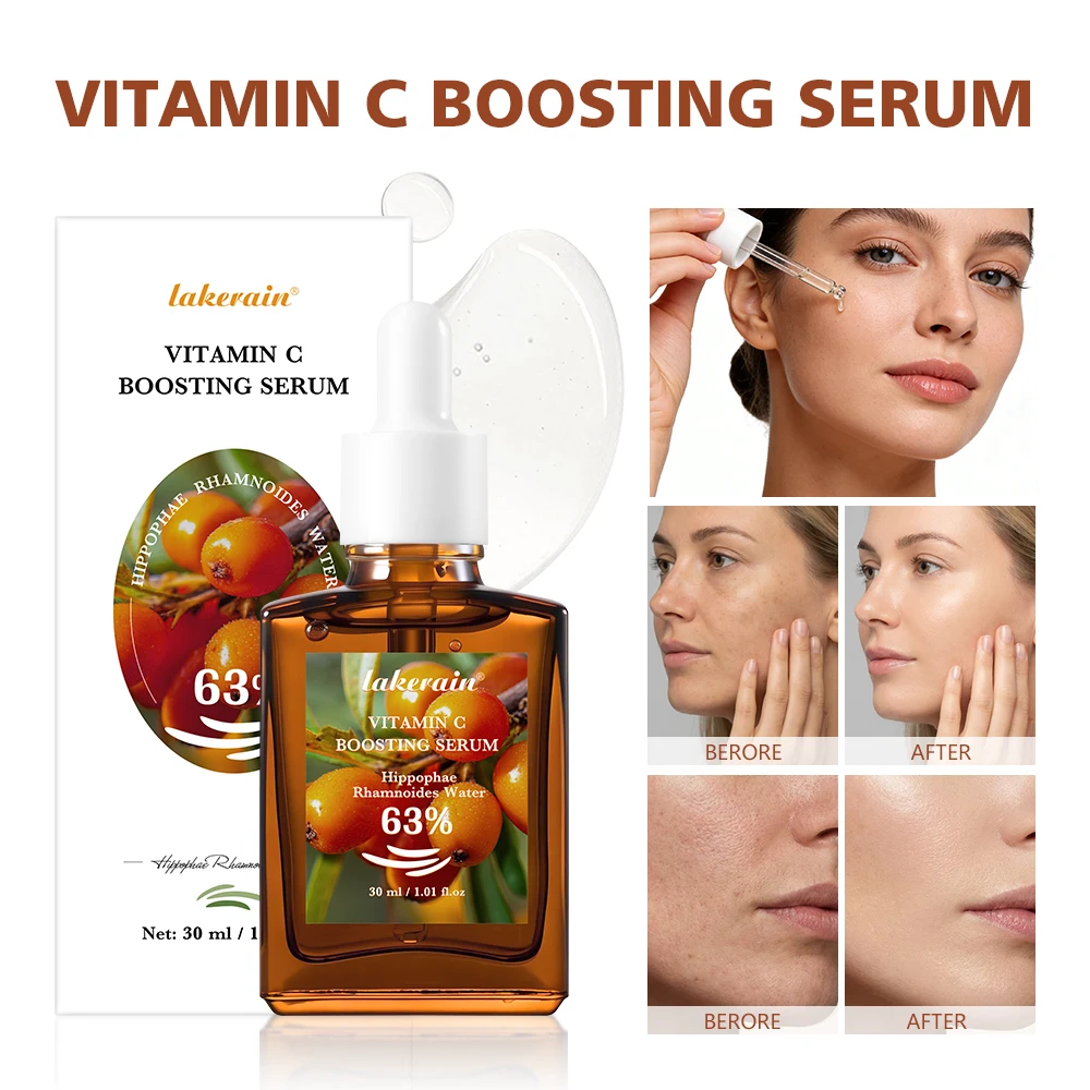 Sérum Potencializador de Vitamina C Ajuda a Remover Manchas Escuras e Uniformizar a Pele, Sérum Facial para Todos os Tipos de Pele, Hidratação de Long