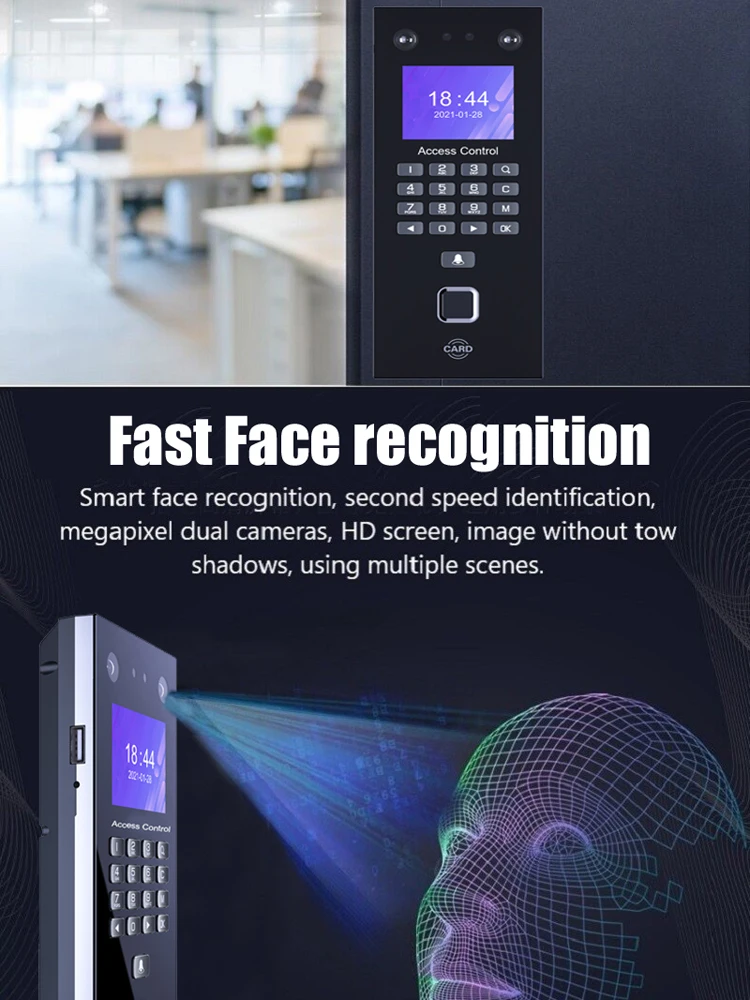 2.4inch TCP/IP or USB Biometric Facial Door Access Control System Fingerprint Face Time Attendance Machine RFID Keypad Reader