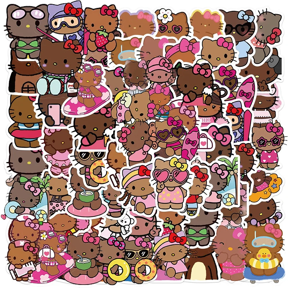 AliExpress MINISO 10/30/66PCS Cute Disney Black Hello Kitty Stickers Sanrio Cartoon Decals DIY Luggage Phone Bike Car