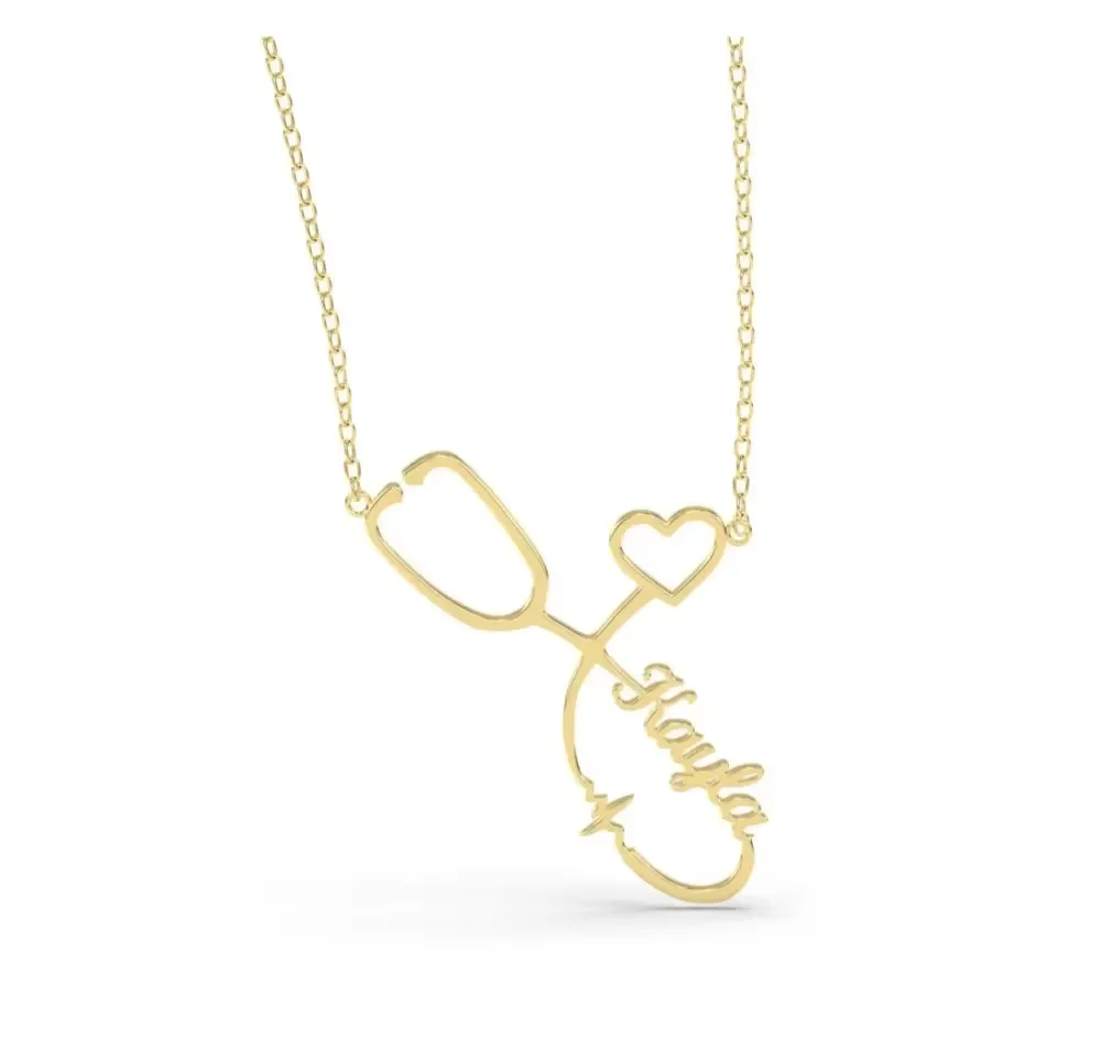 قلادة اسم سماعة الطبيب المخصصة، طلب عميل رابط VIP، أعطها هدية الأكثر ثمينة #3