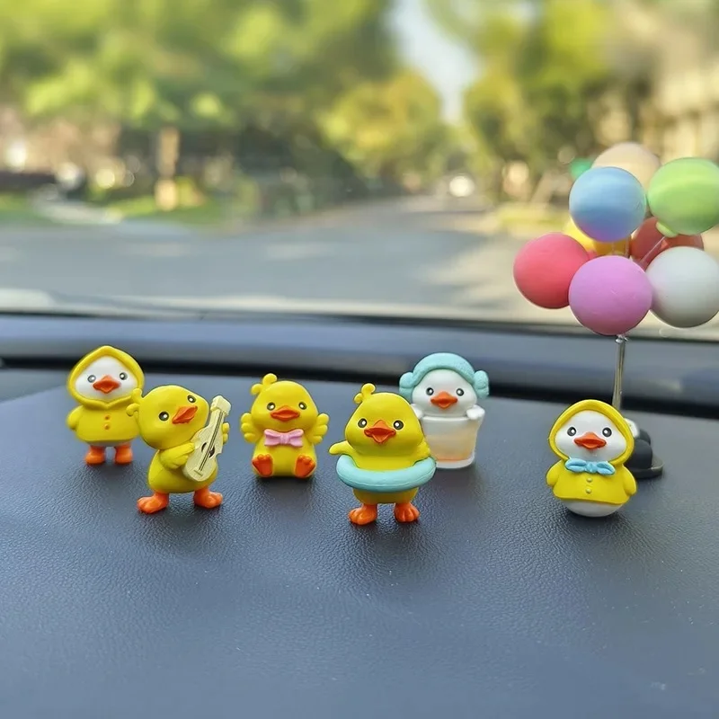 6szt Figurka Anime Mała Żółta Kaczka Model Dekor Śliczne Ozdoby montowane na samochodzie Akcesoria do deski rozdzielczej dla dziewczynek Prezenty — zdjęcie 2