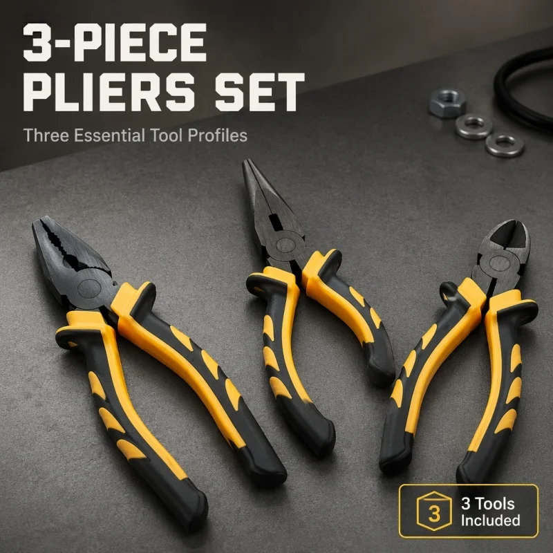 Image of 3-teiliges Seitenschneider-Set, Softgrip-Griffe, Robuste Stahlwerkzeuge für Hauswartung & Allgemeine Anwendungen