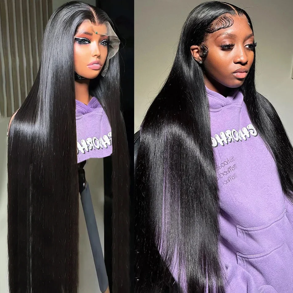 

Бесшовные парики из натуральных волос, предварительно прорезанные и подготовленные, 13x4 HD кружевные фронтальные парики, прямые, с кружевной застежкой, 36 дюймов, 300% плотность