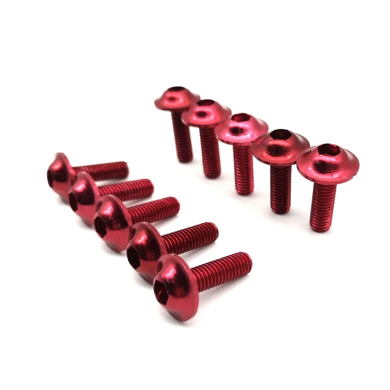 Boulons de moto M5 x 15mm, 10 pièces, boulons de décoration en aluminium, boulons anodisés bleus de 20mm, vis rouges, tête de capuchon M5