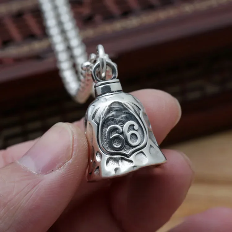 AliExpress Fashionable Route 66 Road Sign Bell Pendant Motorcycle Bell Necklace Men's Cyclist Lucky Amulet