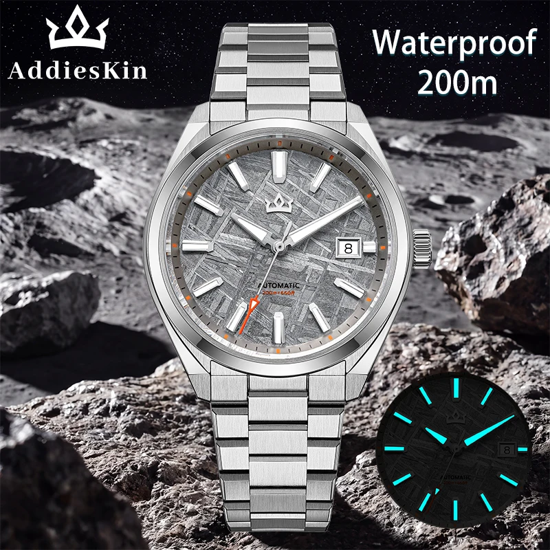 AddiesKin K020 Men Luxury Mechanical Watch Genuine Meteorite Dial Rare Space Iron Texture ST2130 Automatic Sapphire Crystal BGW9
