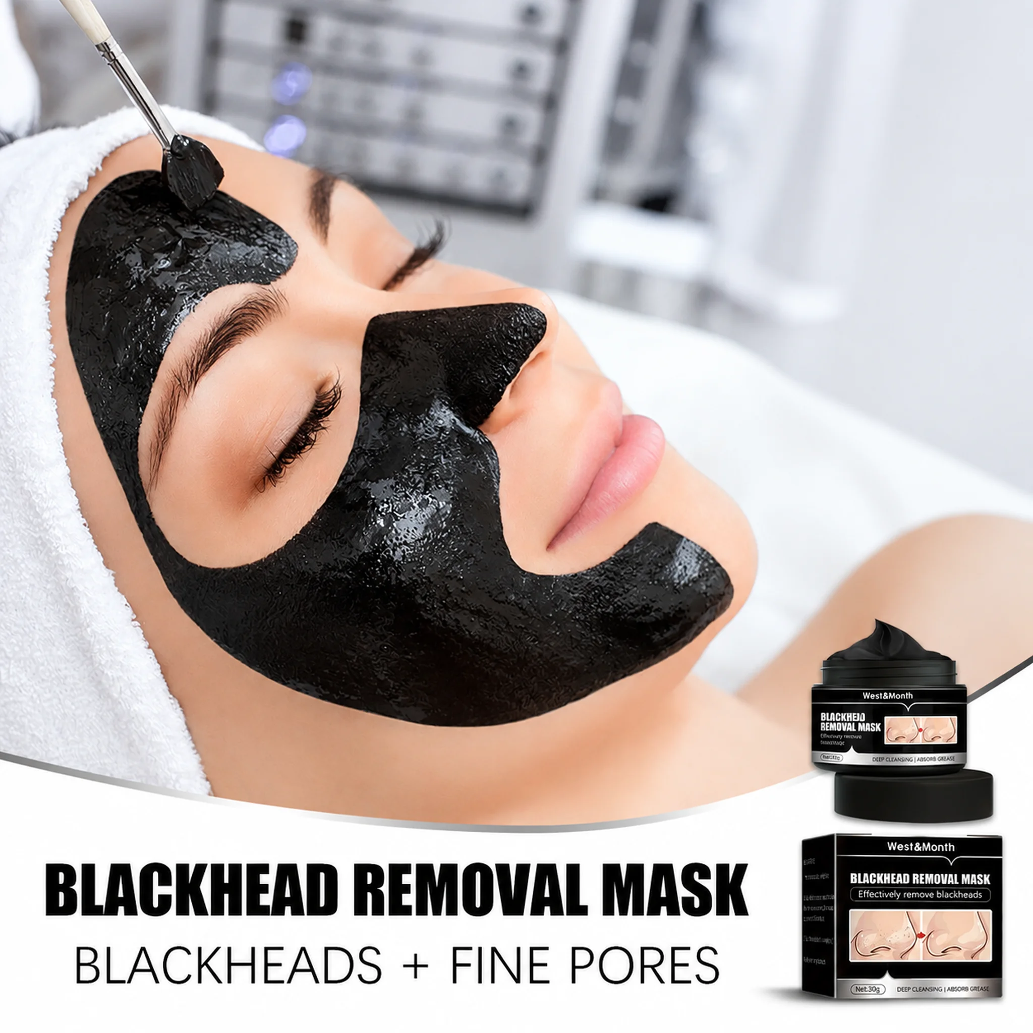 West Month Blackhead Removal Mask Effectively Remove Impurity Deeply Cleanse Absorb Excess Facial Grease Easily Strip Away Dirt