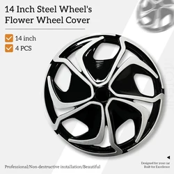 14 inch Flower Style Hubcaps Wheel Covers for Cars Set of 4 Fits Steel Wheel Cover Replacement Hubcap for R14 Tire