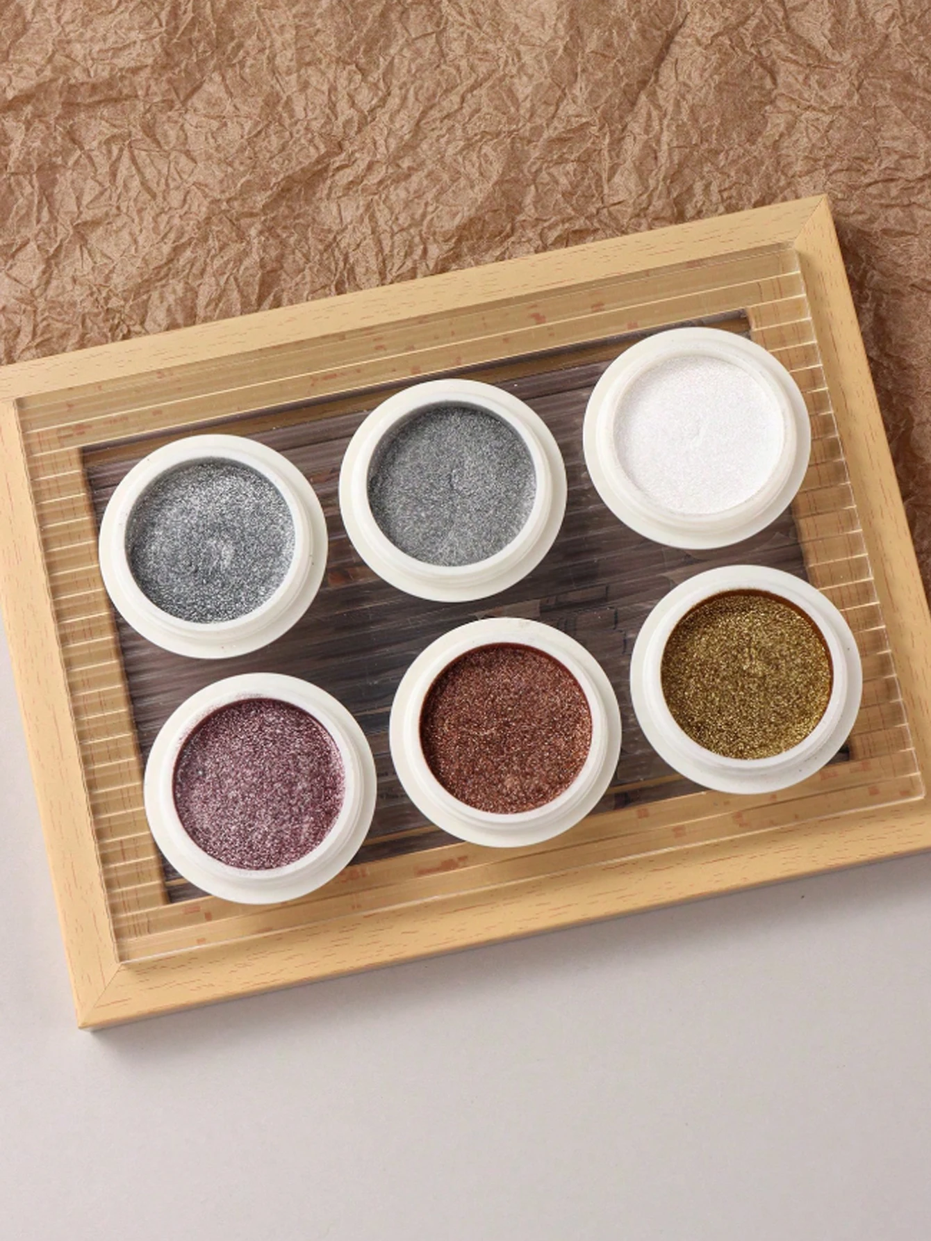 크롬 네일 파우더 세트, 글리터 미러 효과 네일 아트 디자인, 3D 홀로그램 오로라, 무지개 빛깔의 먼지 네일 파우더, 화이트 Ch, 6 가지 색상