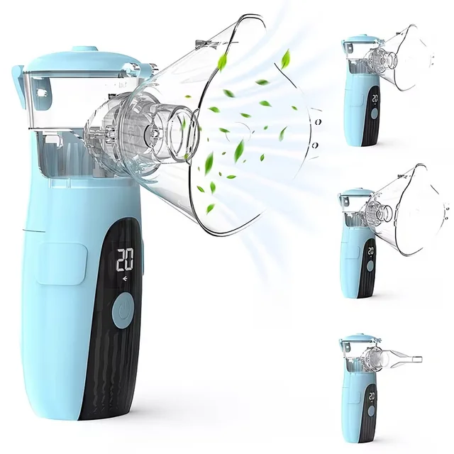 Portable Mesh Nebulizer Machine for Adults Kids Inhaler Handheld Rechargeable Silent Nebuliser Machine Personal Steam Inhaler Kit with LED Screen Display Self-Cleaning Child Adult Mask Mouthpiece Breathing Health Care for Travel Home